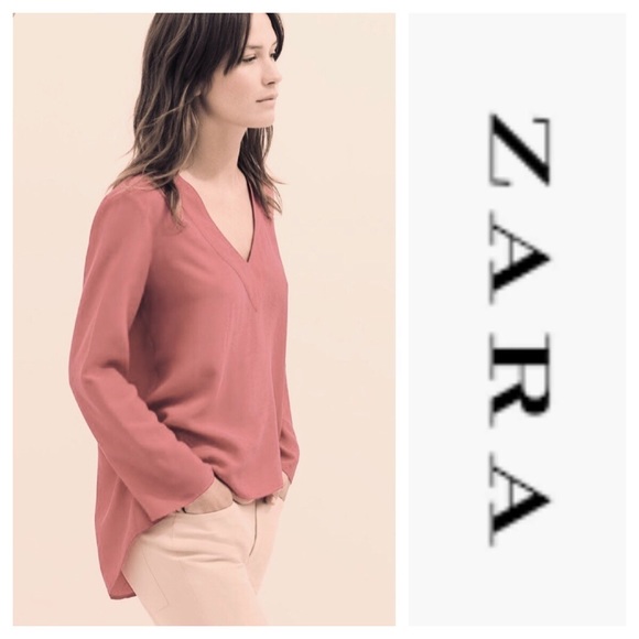 Zara Tops | Zara Woman Pink Chiffon 